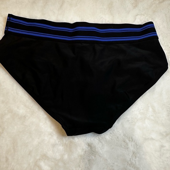 Black Swim Bottoms with Blue Stripe - Picture 4 of 4